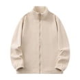 thumbnail image 1 of Pisexur Fleece Jacket Men Man Solid Color Fleece Inner Lap Fleece Pockets Zipper Coat Mens Winter Coats Warming Jacket, 1 of 1