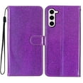 thumbnail image 6 of For Samsung S24 Wallet Case Bling Shiny Premium PU Leather with RFID Blocking Card Slots Holder Magnetic Flip Kickstand Shockproof Wrist Strap Cover For Samsung Galaxy S24, Purple, 6 of 7