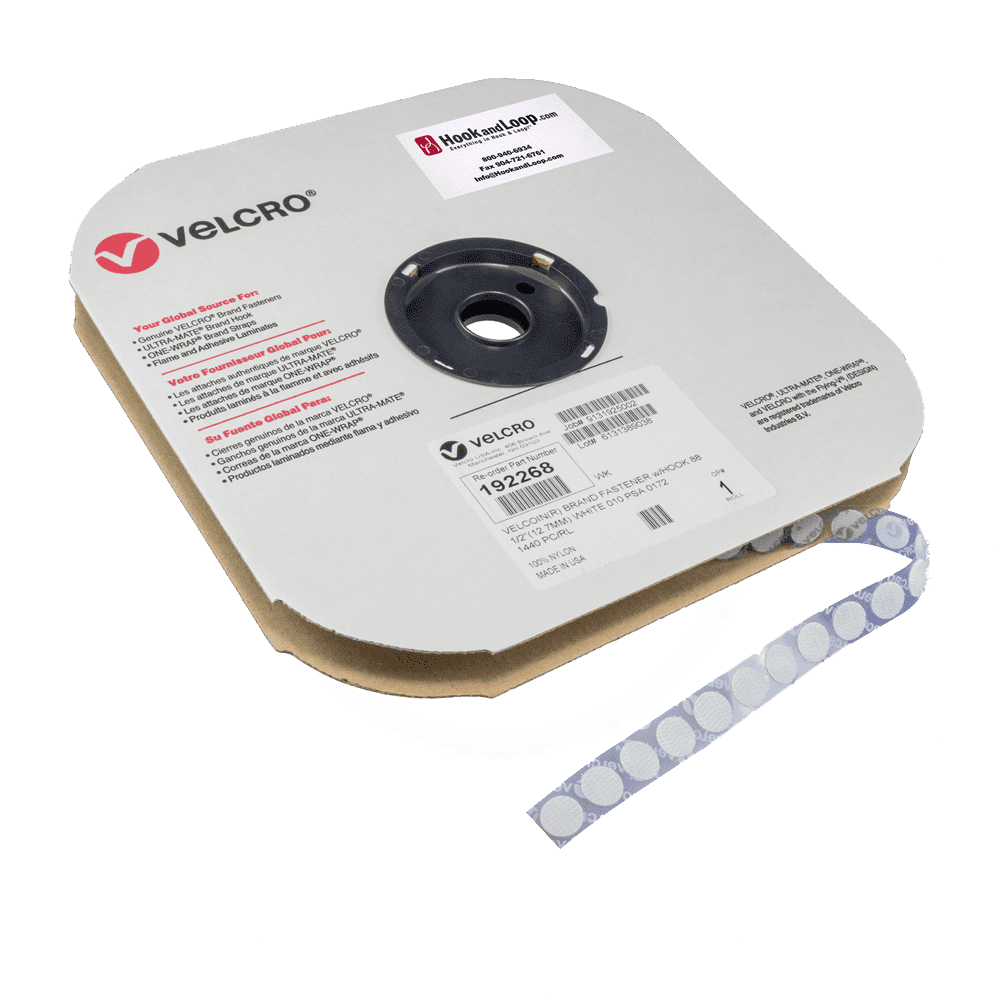 VELCRO® Brand - 1/2" White Hook VELCOIN®