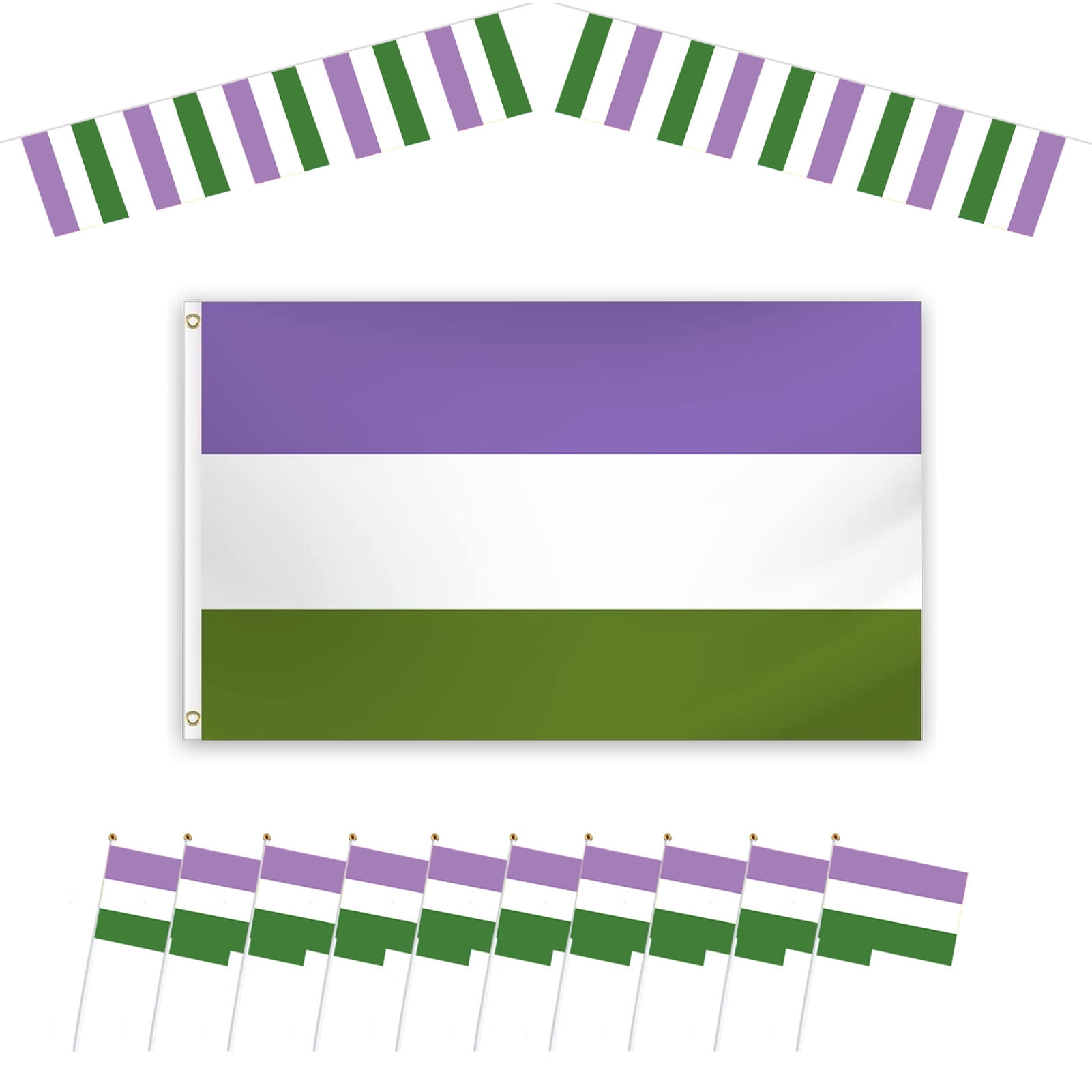 BESTHUA Genderfluid Pride Flag Rainbow Flag with Durable Brass