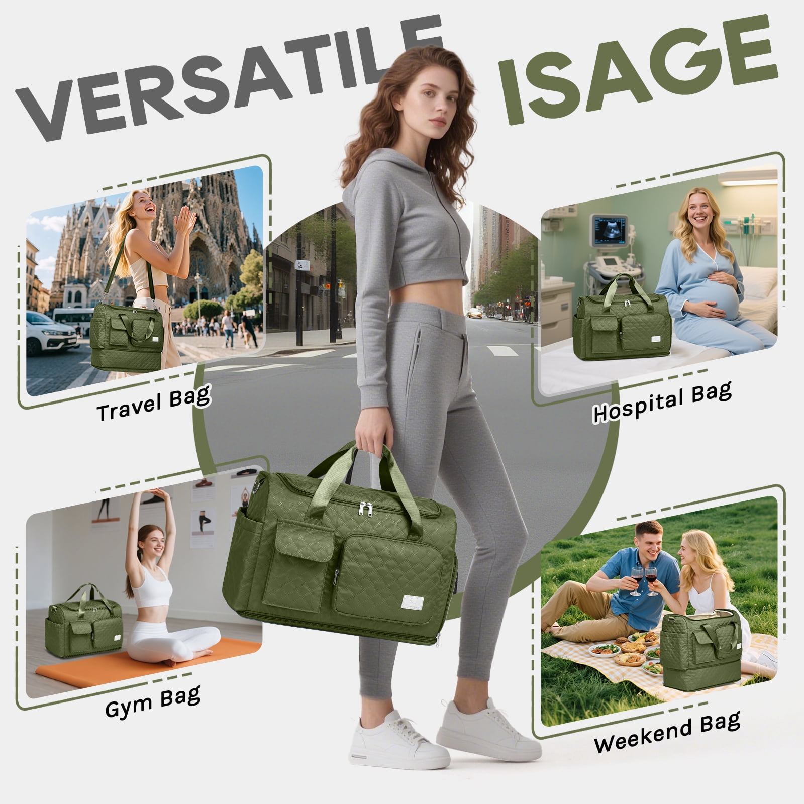 Joyway 2-Piece Expandable Foldable Duffle Bag Set with Wet Pocket and Shoe Compartment, Waterproof Travel and Gym Bags for Men & Women