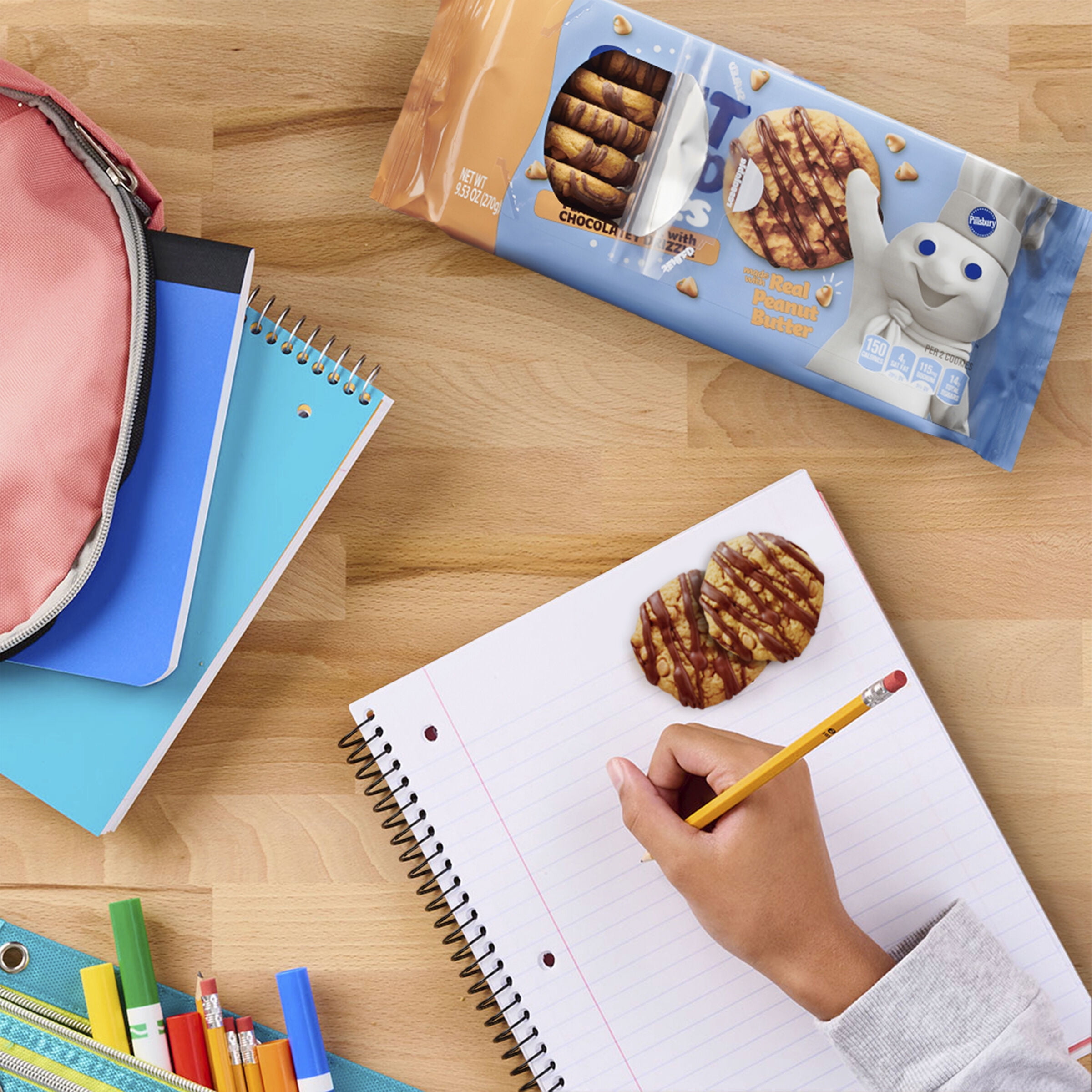 Pillsbury Soft Baked Cookies, Peanut Butter with Chocolatey Drizzle, 18 ct