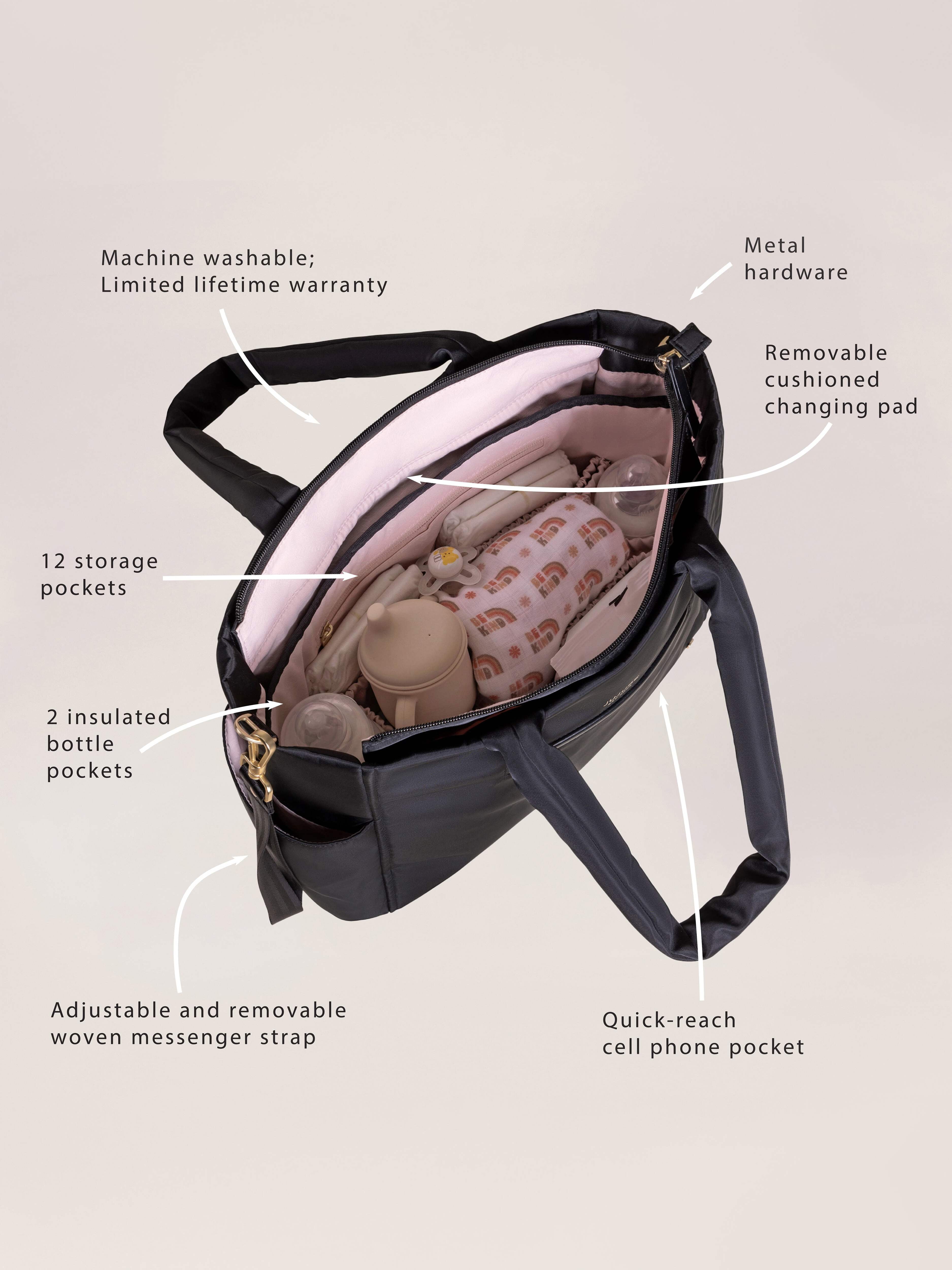 JuJuBe Signature Large Utility-Strap Tote Diaper Bag - Black