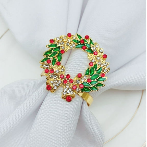 WHAMVOX 2Pcs Party Tableware Napkin Rings Decorative Napkin Rings for Christmas (Golden)