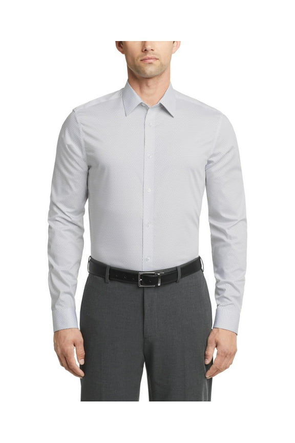 Mens Slim fit Dress Shirt Large 16.5 in 34-35 Grey Geometric