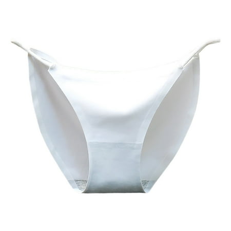 MZXELPRJD Womens Underwear Womens Underpants Solid Color Breathable Microfiber Briefs High Waist Ice Silk Seamless Panties for Women Panties for Women Pack White M