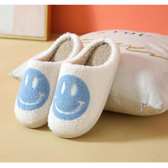 Smiling Face Plush Cotton Slippers Female Home Cute Thick-soled Cartoon Non-slip