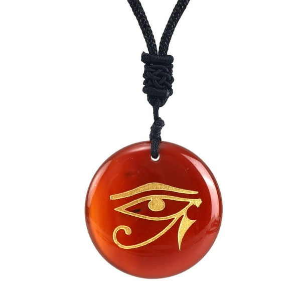 Collar de moda Ojo de Horus de 7 mm y 30 mm con cordón negro ajustable Joyería Ojo de Horus Rojo