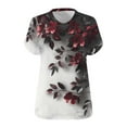 thumbnail image 5 of YOTAMI Women's Floral Print Tops Plus Size Short Sleeve V-Neck Blouses Summer Fashion Casual Loose Fit Graphic Tees Multicolor, 5 of 5