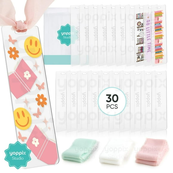 Marcadores acrílicos en blanco YOPPIX de 6 x 5 cm con cinta, 30 unidades
