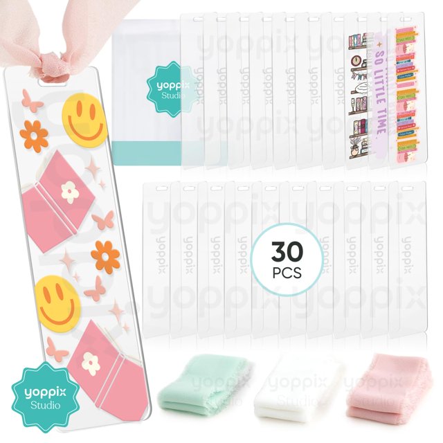 Marcadores acrílicos en blanco YOPPIX de 6 x 5 cm con cinta, 30 unidades