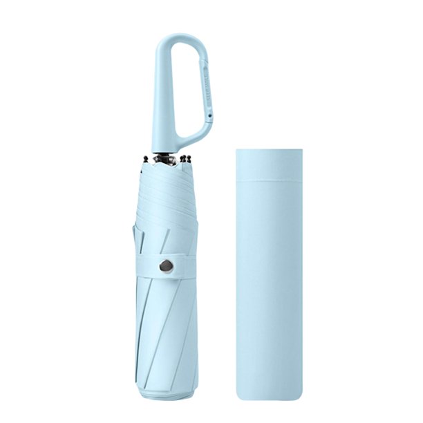 Paraguas plegable grande de 8 varillas, resistente al agua, compacto, para senderismo, acampada y exteriores. azul claro