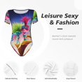 thumbnail image 4 of Rocae Trolls Ensemble pour une Pièce Col Rond Manches Courtes Justaucorps pour Femmes Combinaison Basique Décontractée T-Shirts-Petit, 4 of 7