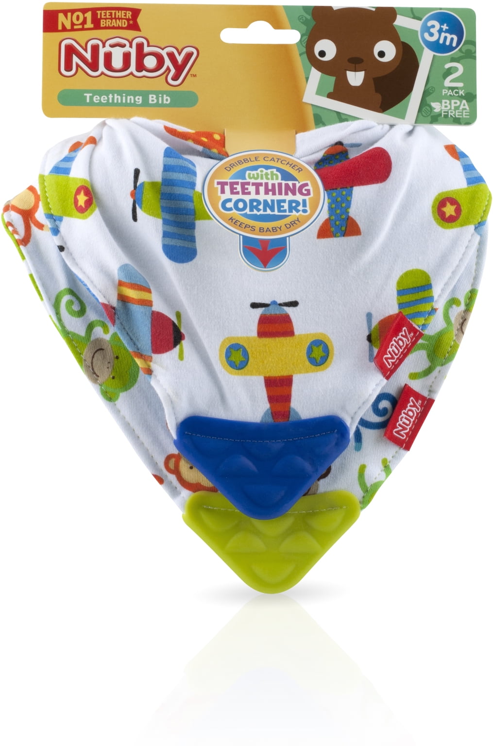 Nuby?Bandana Teething Bibs, Blue/Green 2Pack CASE OF 72