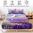 thumbnail image 5 of Cal.King Size Fitted Sheet Set - Purple Lavender 3 Piece Bedding Sets 16" Deep Pocket Fitted Sheet with 2 Pillowcases, Spring Country Oil Painting Butterfly Flower Brushed Microfiber Hotel Bed Sheets, 5 of 9