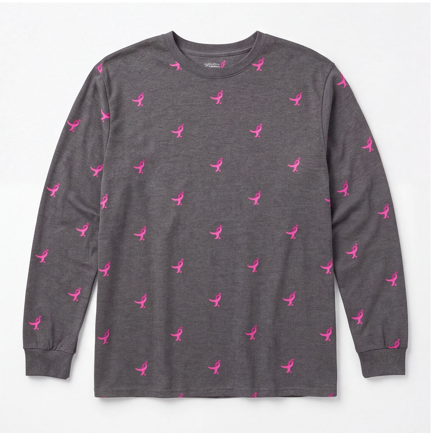 SUSAN G KOMEN MEN'S RIBBON DOTS MENS SGK LONG SLV TEE, BREAST CANCER AWARENESS SHIRT, SIZES XS-3XL
