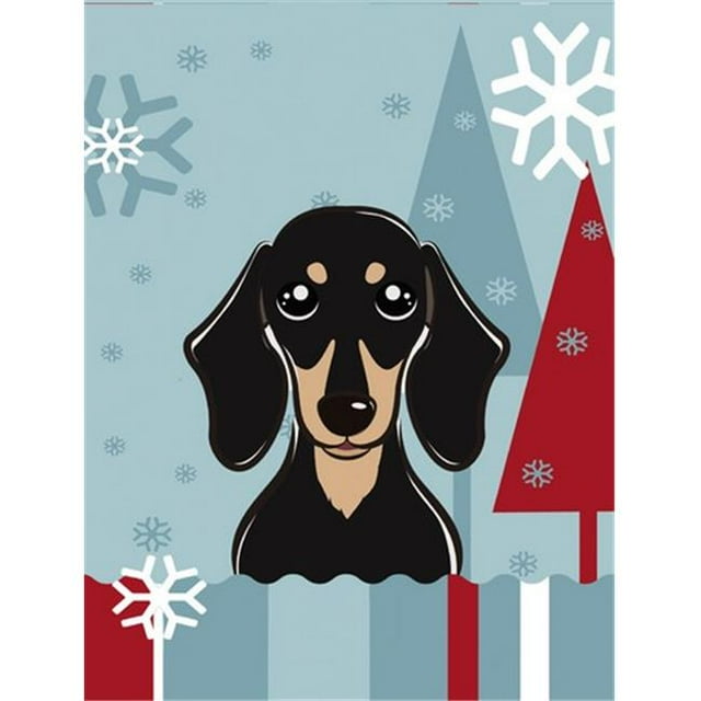 Winter Holiday Smooth Black And Tan Dachshund Flag Canvas House Size