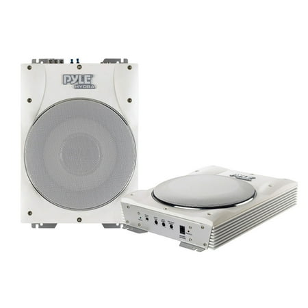 Pyle 10" 1000 Watts Low-Profile Super Slim Active Amplified Marine/Waterproof Subwoofer System