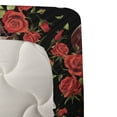 thumbnail image 3 of Ambesonne Skull Print Fitted & Flat Sheet with Sham 3 Pcs Set, Roses Scary Gothic Art, Twin XL, Dark Pink Olive Green, 3 of 4