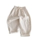 thumbnail image 2 of Pantalones largos de verano para niños, pantalones casuales a rayas, pantalones de playa con cintura elástica, pantalones de algodón para niñas, 2 of 5