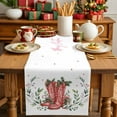 thumbnail image 4 of Burlap Table Runner 108 Inches Long,Western Cowboy Red Boots Non-Slip Kitchen Table Runners for Dining Room Everyday Use Party Table Decorations Winter Christmas Watercolor Leaf, 4 of 9
