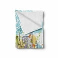 thumbnail image 2 of New York Soft Flannel Fleece Throw Blanket, Urban Theme Watercolor Style Effect Landscape of City Life Skyscrapers, Cozy Plush for Indoor and Outdoor Use, 50" x 60", Yellow and Sky Blue, by Ambesonne, 2 of 6