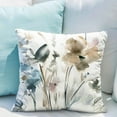 thumbnail image 5 of Brown Cream Grey Teal Floral Pillow Covers Watercolor Flower Couch 18x18'''' Pillow Cases Rustic Abstract Modern Throw Pillows Set of 2 Farmhouse Home Decor for Room Bedroom Bed Cushion Outdoor, 5 of 6