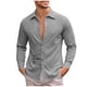 thumbnail image 2 of Ceisia Men's Relaxed Fit Stretch Long Sleeve Turndown Collar Shirt with Asymmetric Placket Gray L Gifts, 2 of 8