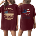 thumbnail image 2 of Dwralegc USA Short Sleeve T Shirt Women USA Short Sleeve Tops American Flag Print Patriotic Apparel Plus Size T-Shirt Crewneck Casual Printed T Shirt Wine L, 2 of 5