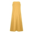 thumbnail image 6 of Aboser Women's Summer Cotton Linen Long Dresses Flowy Sleeveless Sun Dress Plus Size Plain Dresses Loose Comfy Beach Vacation Dress with Pockets Yellow L, 6 of 7
