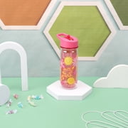 Your Zone 14 oz Flower Double Wall Insulated Plastic Water Bottle with Lid and Straw