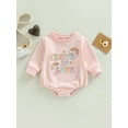 thumbnail image 2 of Bagilaanoe Newborn Baby Girl Rompers Letters Flower Rainbow Print Long Sleeve Bodysuits 3M 6M 12M 18M Infant Casual One Piece Short Jumpsuit, 2 of 9