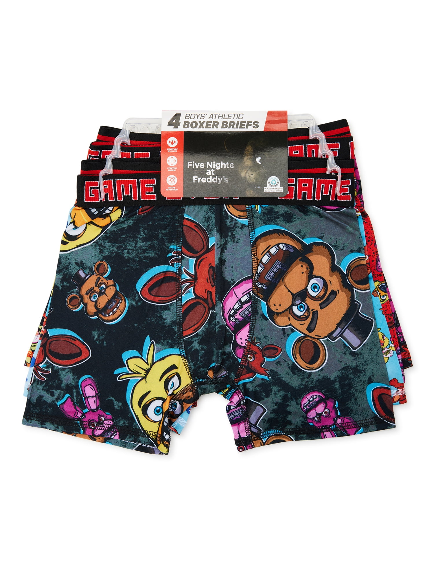 Five Nights at Freddy's Boys All Over Print Boxer Briefs Underwear, 4 ...