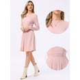 thumbnail image 2 of DARING DIVA Women's Long Sleeve Fall A-Line Ribbed Knit Crew Neck Dress XL Pink, 2 of 6