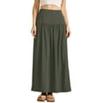 thumbnail image 2 of GEWSEY Women's Flowy Maxi Skirt Petite Regular Extra Long Casual Summer Pleated Skirts with Pockets (Green, XL), 2 of 5