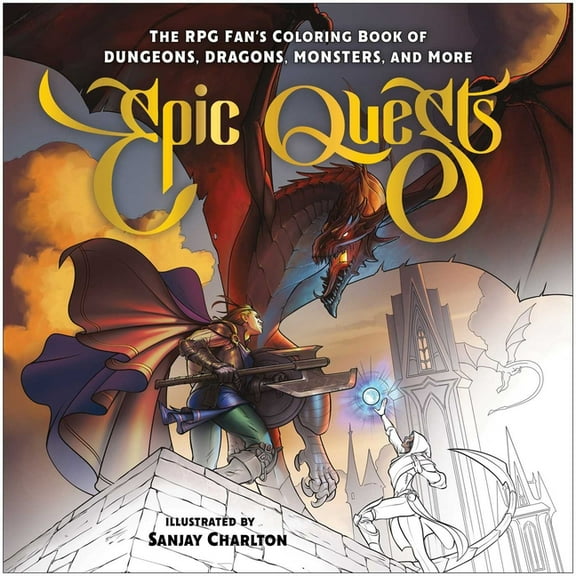 Epic Quests: The RPG Fan's Coloring Book of Dungeons, Dragons, Monsters, and More, (Paperback)