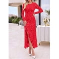 thumbnail image 3 of PRETTYGARDEN Women's Formal Maxi Floral Dresses with Slit Long Sleeve Ruffle Hem, Elegant Outfit for Wedding Guest & Cocktail Party, Bodycon Crewneck Mesh Dresses, Fall Fashion, 3 of 8