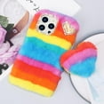 thumbnail image 6 of Compatible with iPhone 14 Pro Max Furry Case with Cute Love Heart Fuzzy Colorful Ball Pendant for Women Girls Cute Plush Case Luxury Bling Diamond Rhinestones Shockproof Protective Cover, 6 of 14