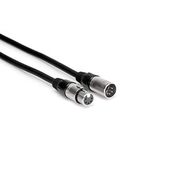 Hosa DMX-025 5-Pin, 4-Conductor XLR5M to XLR5F DMX512 Cable, 25 feet