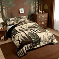thumbnail image 3 of Manfei Deer Bear Moose Twin Comforter Sets, Wild Animal Rustic Cabin Country Tree Mountain Bedding Set Reversible 2 Pieces, 3 of 7