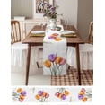 thumbnail image 6 of Table Runner Dresser Scarf 14 x 72 Inch Spring Orange Purple Pink X-ray Tulip Flower Leaf Table Runners Non-Slip Heat Kitchen Dining Table Decor for Indoor Outdoor Home Party Decoration, 6 of 7