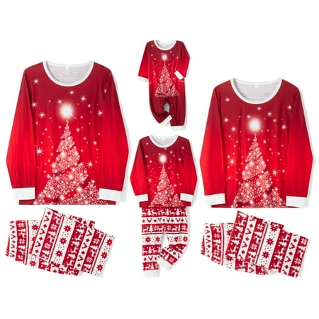 

CenturyX Family Matching Christmas Pajamas Set Starlight Christmas Tree Long Sleeve Tops Pants Loungewear Pjs
