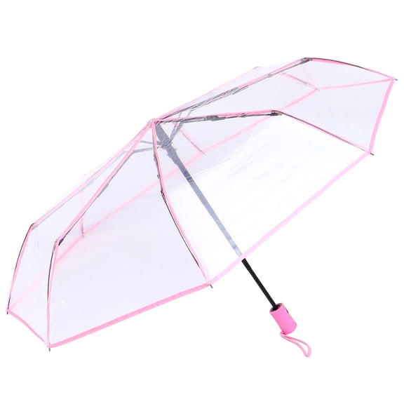 OULII 1Pc Portable Pink Folding Umbrella Fully Automatic for Rainy Day Outdoor