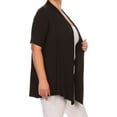 thumbnail image 2 of Women's Plus Size Short Sleeves Draped Open Front Solid Cardigan, 2 of 5