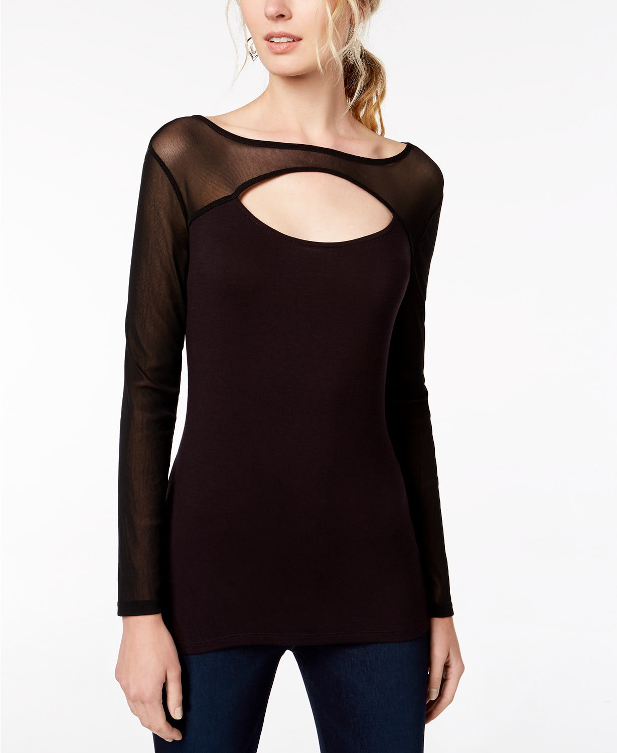 INC International Concepts Printed Cold-Shoulder Top Garden Dream XXL