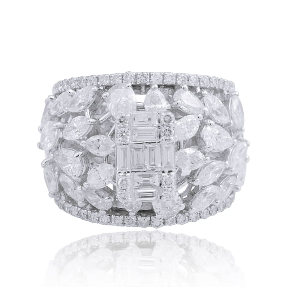 3.8 TCW Marquise & Baguette Shaped Diamond Solid 18 Kt White Gold Band Women Anniversary Ring