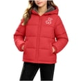 thumbnail image 2 of Xdegoge Kids Girls' Winter Coat Fleece Lined Warm Puffer Jacket Hooded Thick Outerwear with Cute Graphic Detail for Cold Weather, Size 7-8, 2 of 9