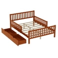 thumbnail image 6 of Jopath Full Size Wood Platform Bed with Guardrails on Both Sides and Two Storage Drawers for Toddler Kids Teens,Walnut, 6 of 9