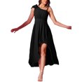 thumbnail image 2 of INSPIRE CHIC Vestido de Verano Casual para Mujer con Dobladillo Irregular Sin Mangas y Tirantes de Espagueti Plisado y Fluido Negro S, 2 of 5