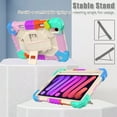 thumbnail image 4 of for iPad Mini 7th Gen 8.3" 2024 Case, Military Grade Heavy Duty Silicone Protection Cover with Pencil Holder + Rotating Stand+Handle Rugged Cover for iPad Mini 6th Gen 8.3" 2021,Colorful blue+beige, 4 of 6